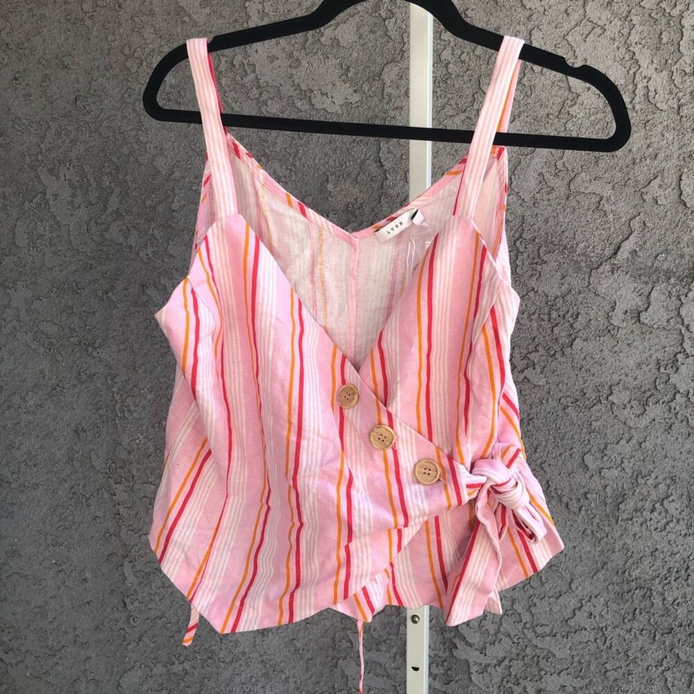 Lush Striped Wrap Top